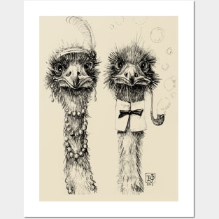 Mr and Mrs Ostrich Posters and Art